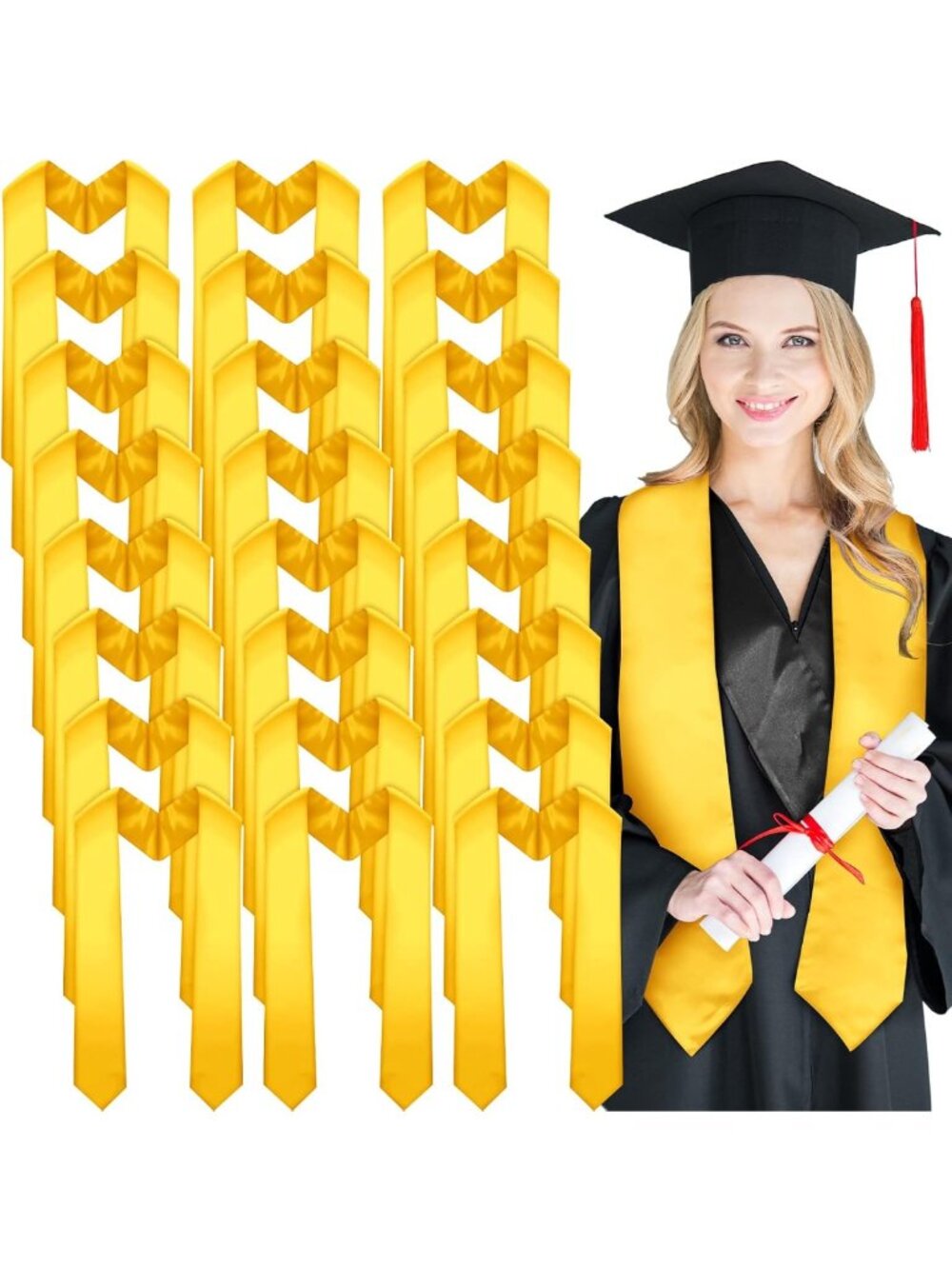 24 Pcs Graduation Stoles Bulk - Sublimation Blank 70in for Customization